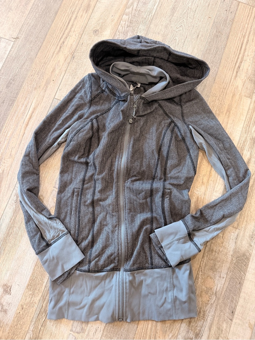 lululemon athletica Two-Tone Gray Hooded Zip-Up Jacket
